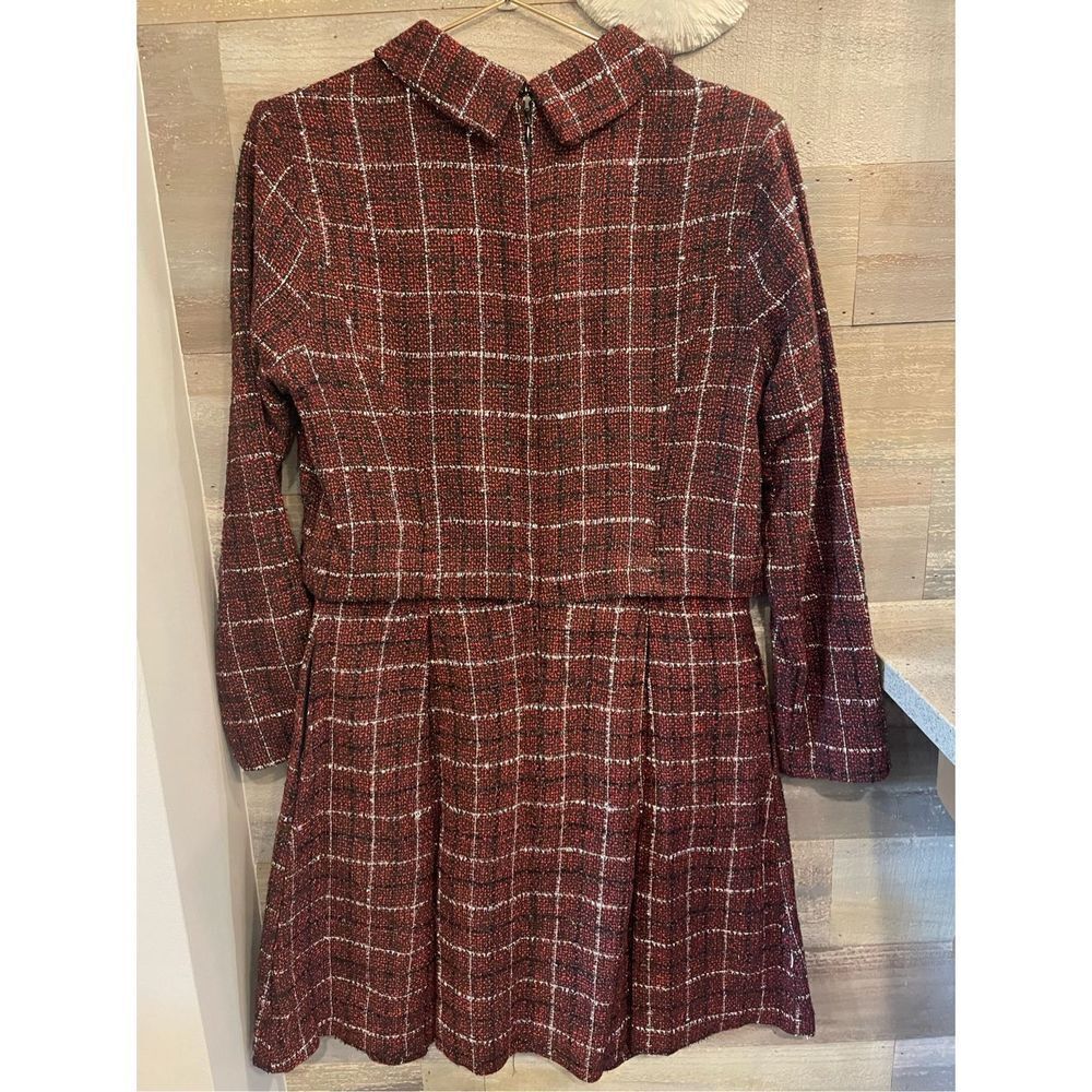 Julia Jordan 12 Jackie O inspired lined metallic red black plaid tweed dress w/s - Picture 3 of 10